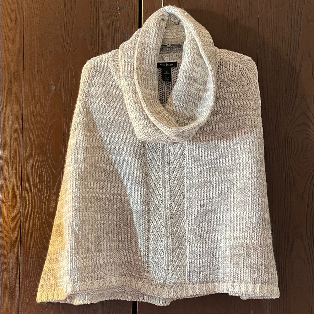 White House Black Market 2 pc knitted sweater poncho and neck scarf. Size XS
